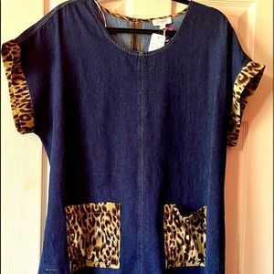 Blue Jean Dress w/Animal Print